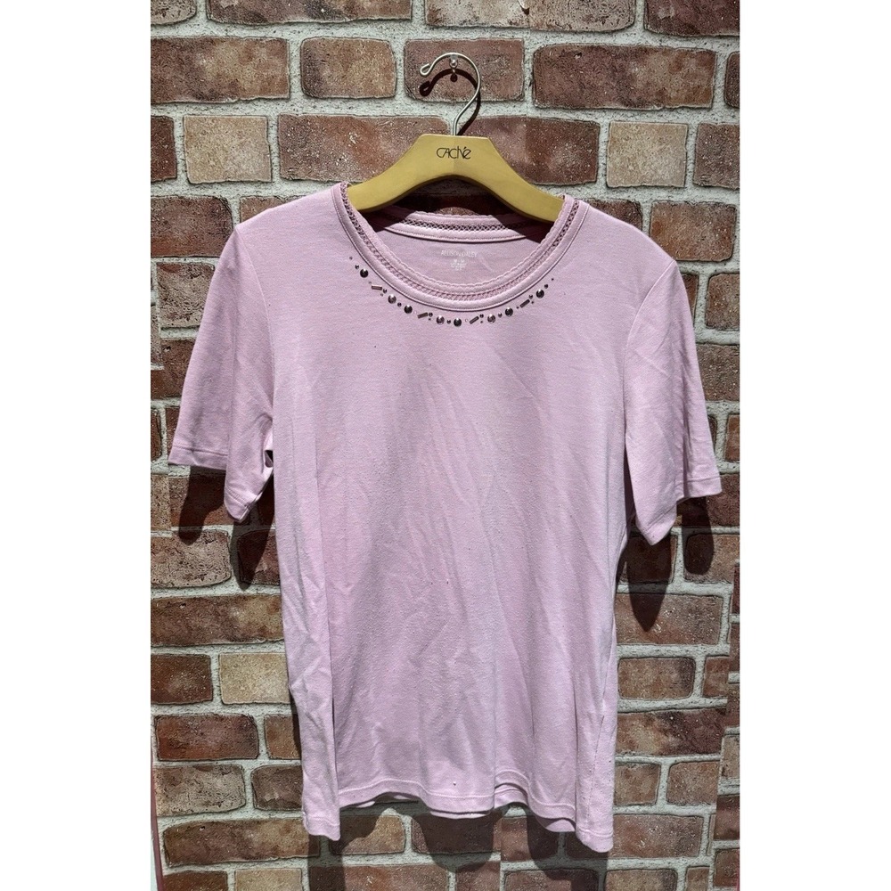 Allison Daley Women's Shirt Size M Pastel Pink Short Sleeve Casual Embezzled